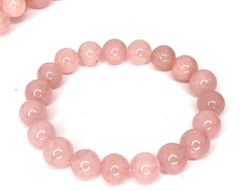 Rose Quartz Crystal Bracelet, Rose Quartz Gemstone Beaded Bracelet