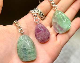 Rainbow Fluorite Crystal Keychain