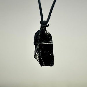 Black Obsidian Crystal Necklace, Black Obsidian Gemstone Cord Necklace