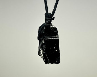 Black Obsidian Crystal Necklace, Black Obsidian Gemstone Cord Necklace