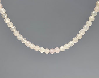 Rose Quartz Crystal Beaded Choker Necklace,  16 Inch Rose Quartz Gemstone Choker