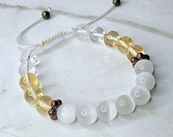 Selenite Citrine and Quartz Crystal Bracelet