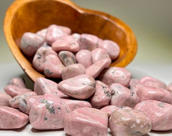 Rhodonite Tumbled Stones - Polished Pink Gemstones from Peru