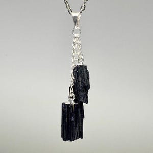 Black Tourmaline Triple Pendant with Free Chain