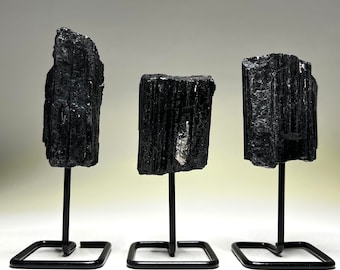 Raw Black Tourmaline on Stand