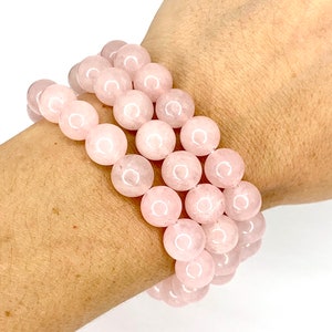 Rose Quartz Crystal Bracelet, Rose Quartz Gemstone Beaded Bracelet image 10