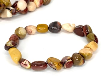 Mookaite Jasper Tumbled Crystal Bracelet, Mookaite Jasper Gemstone Beaded Bracelet