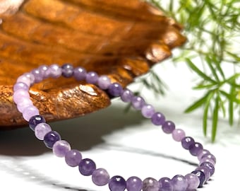 Lepidolite Crystal Bracelet, Lepidolite Gemstone Beaded Bracelet
