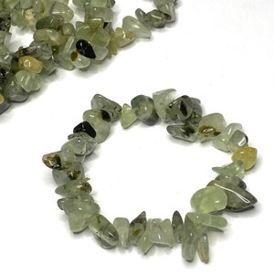 Prehnite Chips Crystal Bracelet, Prehnite Gemstone Beaded Bracelet
