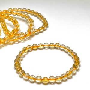 Citrine Crystal Beaded Bracelet: 4mm & 6mm Gemstone