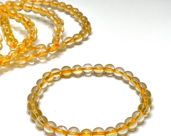 Citrine Crystal Bracelet, Citrine Gemstone Beaded Bracelet
