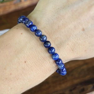 Lapis Lazuli Crystal Bracelet, 4mm, 6mm Gemstone Beaded Bracelet