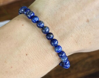 Handmade Lapis Lazuli Bracelet – 8mm Stretch Fit Gemstone With Gift Bag & Card