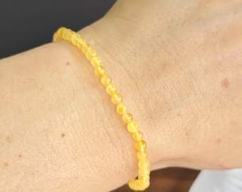 Baltic Amber Beaded Bracelet: Handmade 4mm Stretch Bracelet