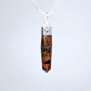 Mahogany Obsidian Crystal Point Pendant Necklace