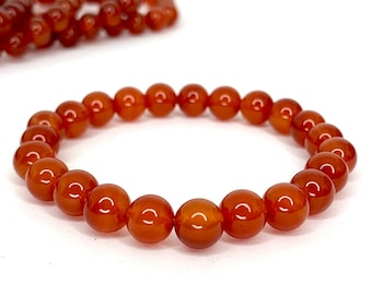 Red Agate Crystal Bracelet, Agate Gemstone Beaded Bracelet