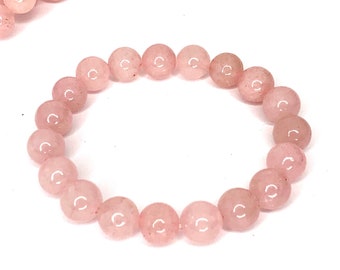 Rose Quartz Crystal Bracelet, Rose Quartz Gemstone Beaded Bracelet