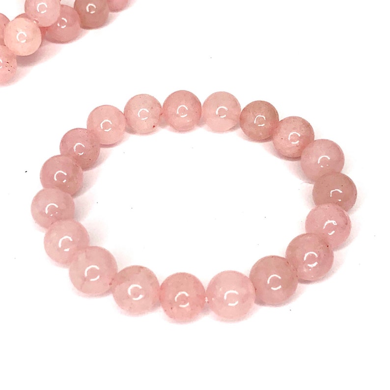 Rose Quartz Crystal Bracelet, Rose Quartz Gemstone Beaded Bracelet image 1