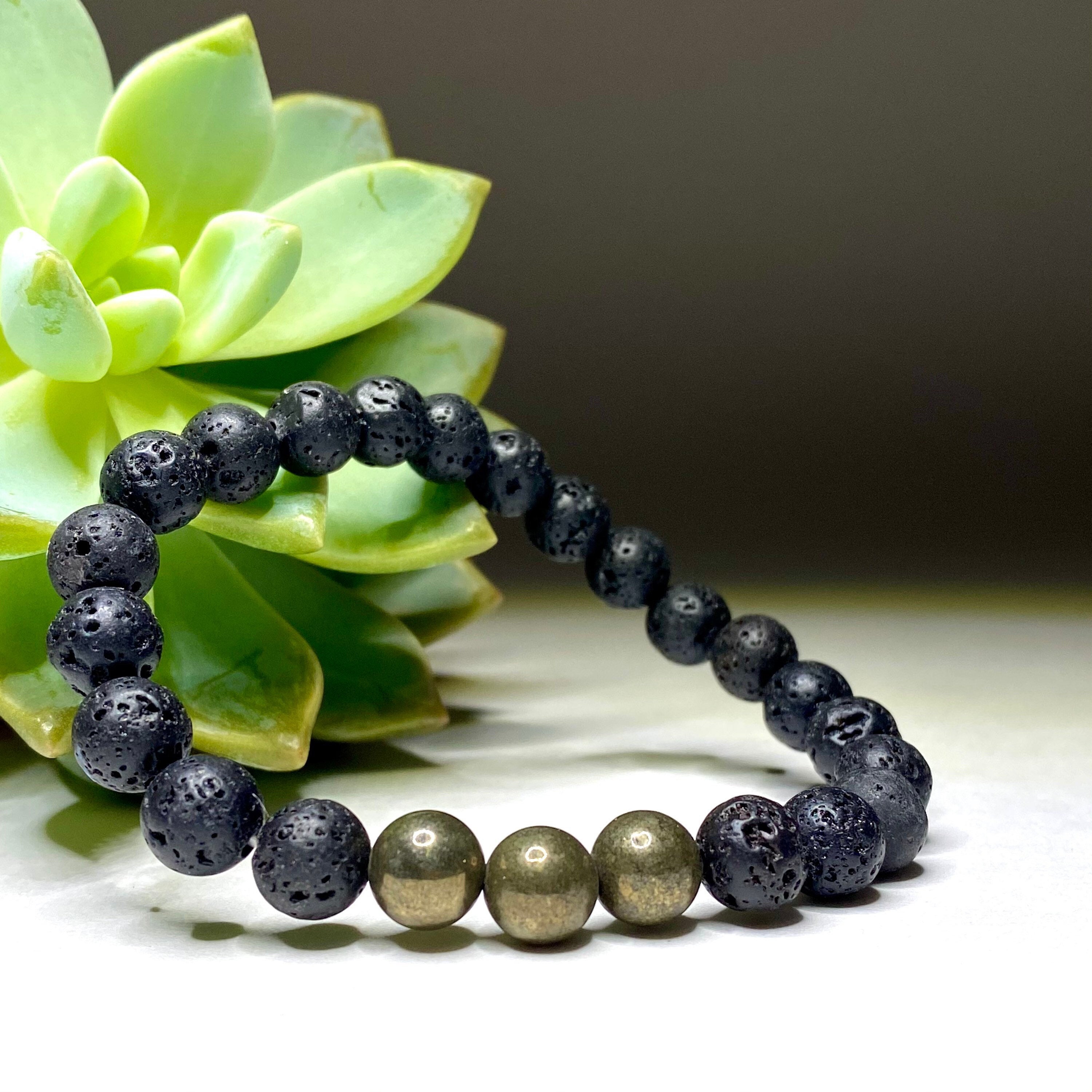 10mm Lava Rock Beaded Bracelet with Hematite Accent Bead – Storcks Designs  LLC