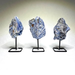 Raw Blue Kyanite Crystal Cluster on Stand image 6