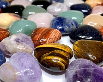 Gemstone Crystal Hearts, 45mm, Choose from 14 Stunning Gemstones