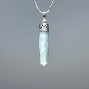 Angelite Crystal Pendant Necklace, Gemstone Point Pendant with Free 18&quot; Chain