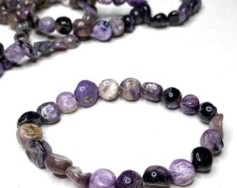Charoite Crystal Bracelet, 6mm Gemstone Beaded Bracelet