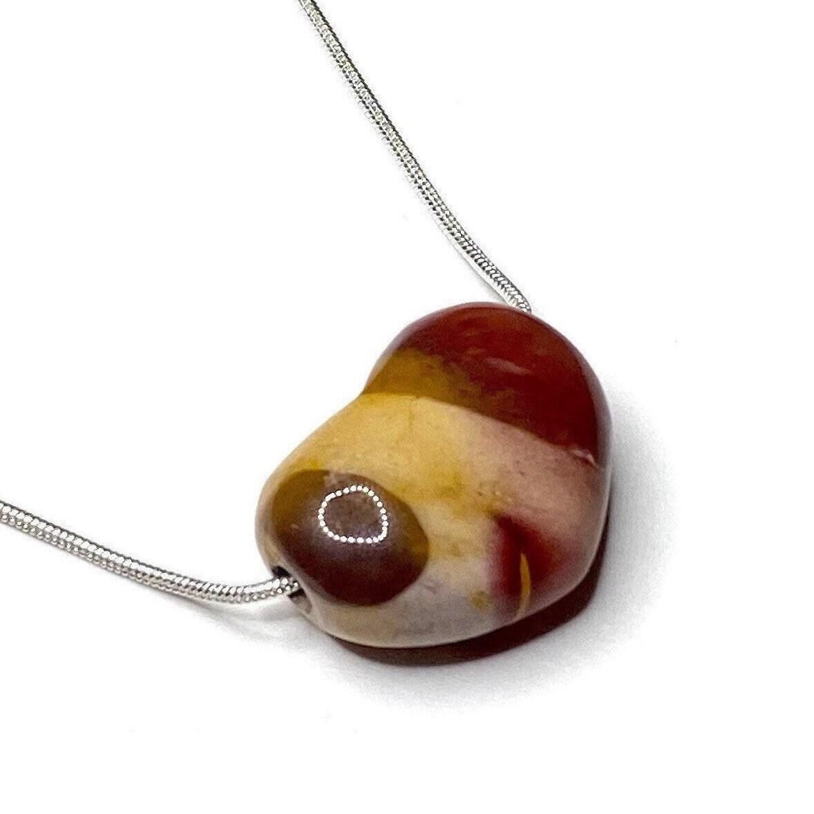 Handmade Mookaite Pendant – Natural Red Gemstone Charm On Silver Plated Chain