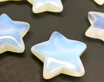 Opalite Stone Puffy Star, 30MM Star Shaped Crystal Charm