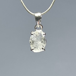 Herkimer Diamond Pendant Necklace, Sterling Silver Gemstone Pendant, Herkimer Diamond Pendant with Complimentary Chain