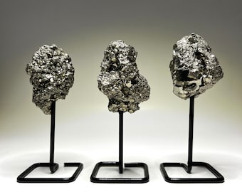 Pyrite Cluster on Metal Stand