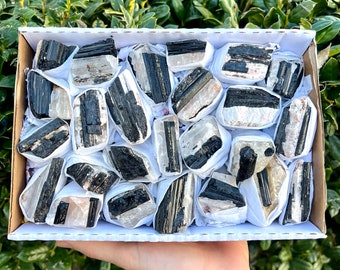 Black Tourmaline in Matrix Crystal Flat, Raw Natural Stone, Premium Quality 'AA' Grade Tourmaline, Bulk Wholesale Crystals