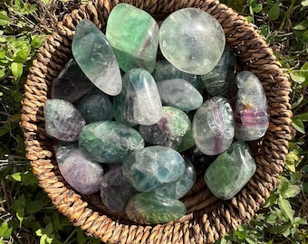 Rainbow Fluorite Tumbled Stones, Large Polished Crystals from Madagascar (50/65MM)