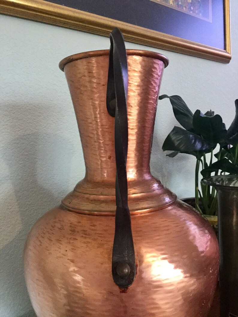 Tall Copper Floor Vase 1960s Germany Midcentury Decor Etsy