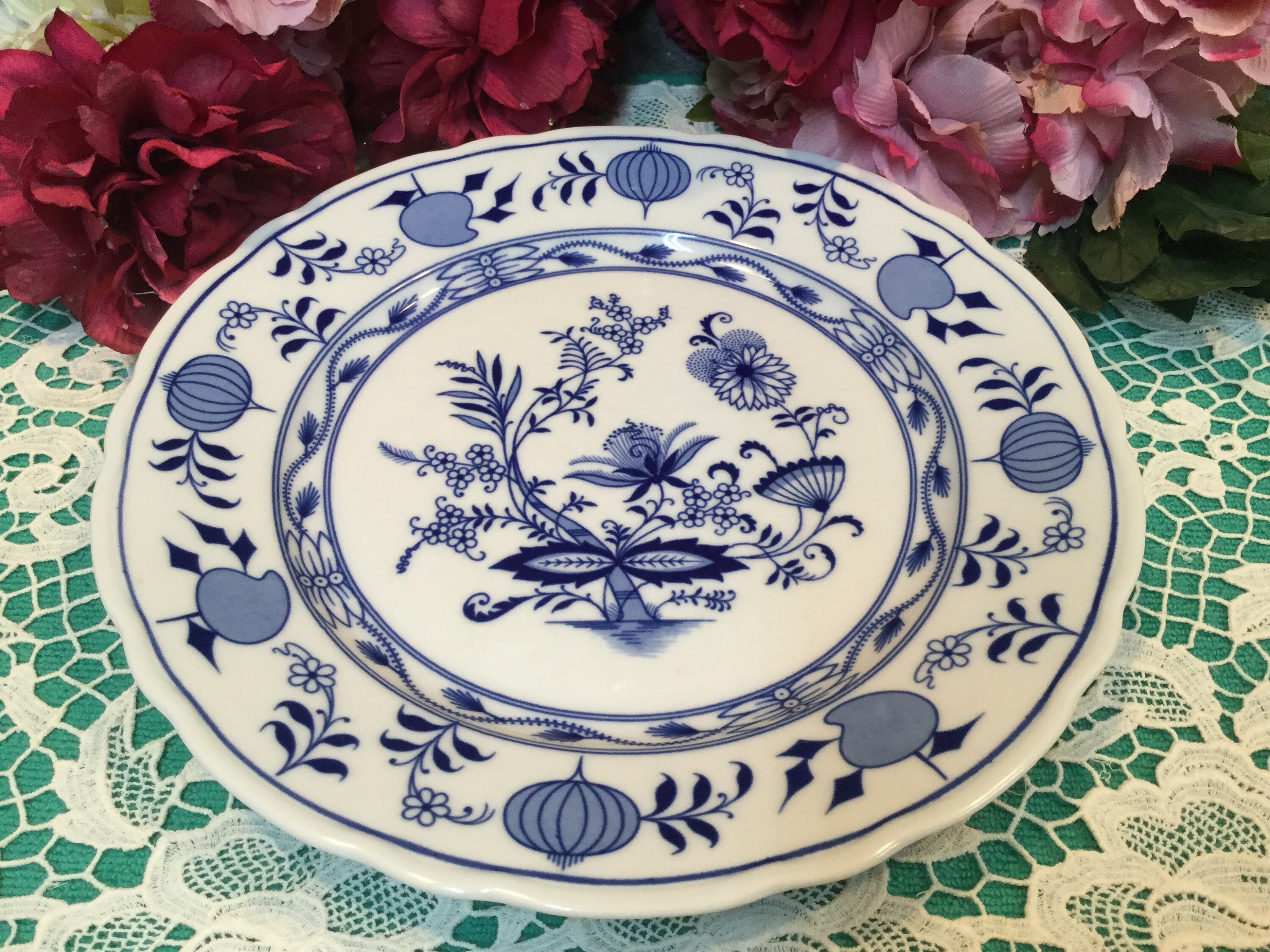 6 German Blue Onion Dinner Plates Midcentury Germany Etsy