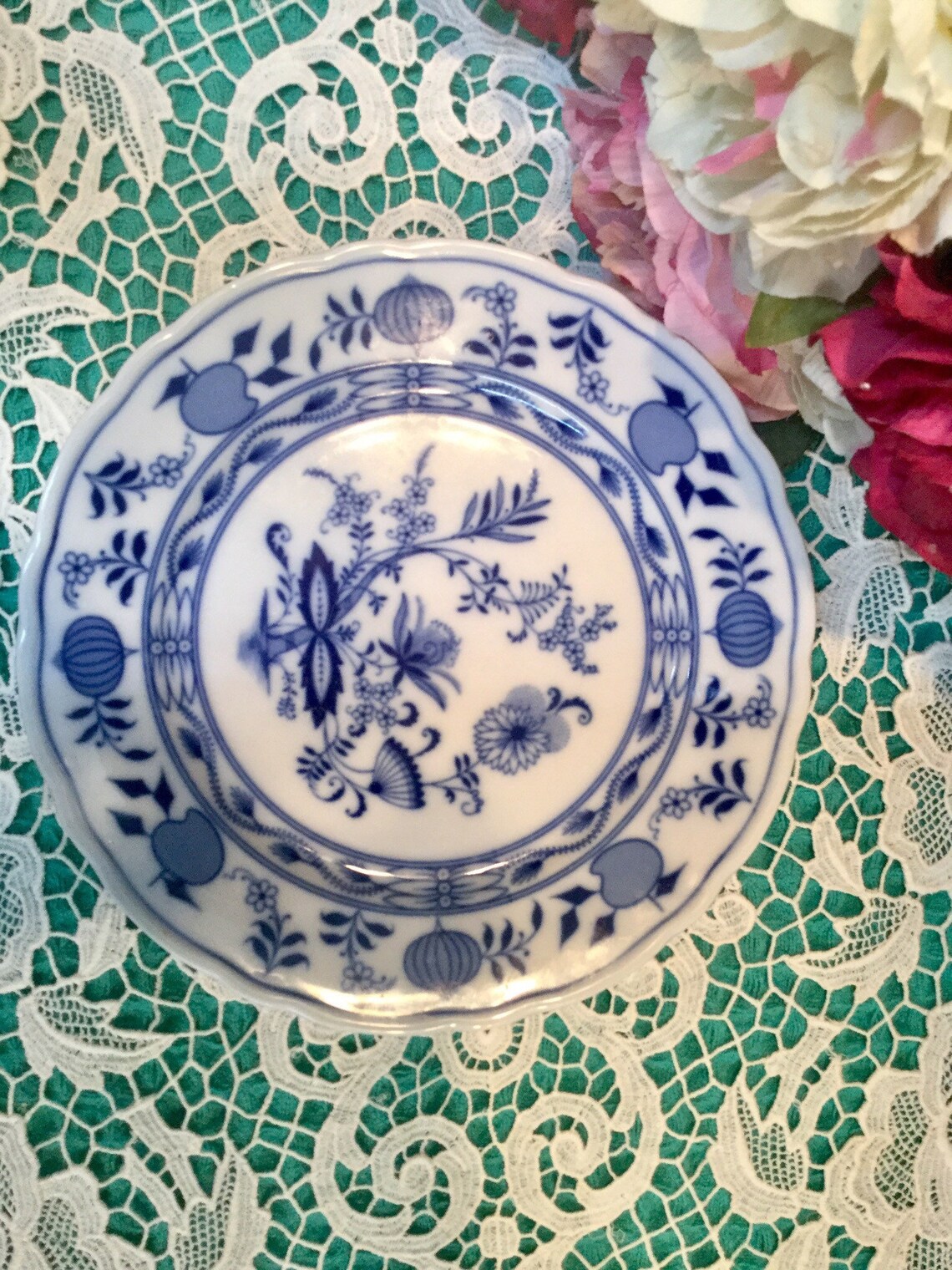 6 German Blue Onion Dinner Plates Midcentury Germany Etsy