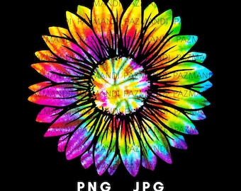 Tie dye sunflower png, rainbow png, pride png, rainbow png