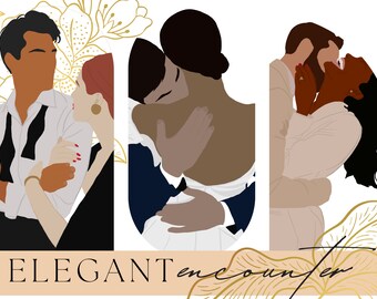 Abstract couples PNG clipart, Valentines day romantic graphics