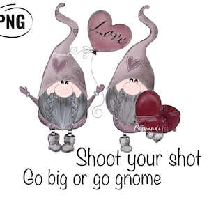 Valentine&#39;s day gnome clipart png files , commercial use