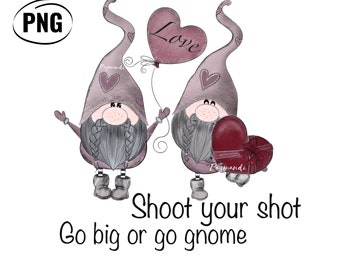 Valentine's day gnome clipart png files , commercial use