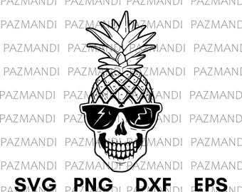 Pineapple with glasses SVG , skull svg