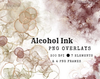 Alcohol ink overlay png, abstract frame, commercial use png