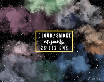Cloud/smoke clipart bundle watercolor clouds png