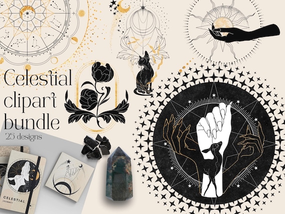 Celestial clipart, astrology png, mystical graphics