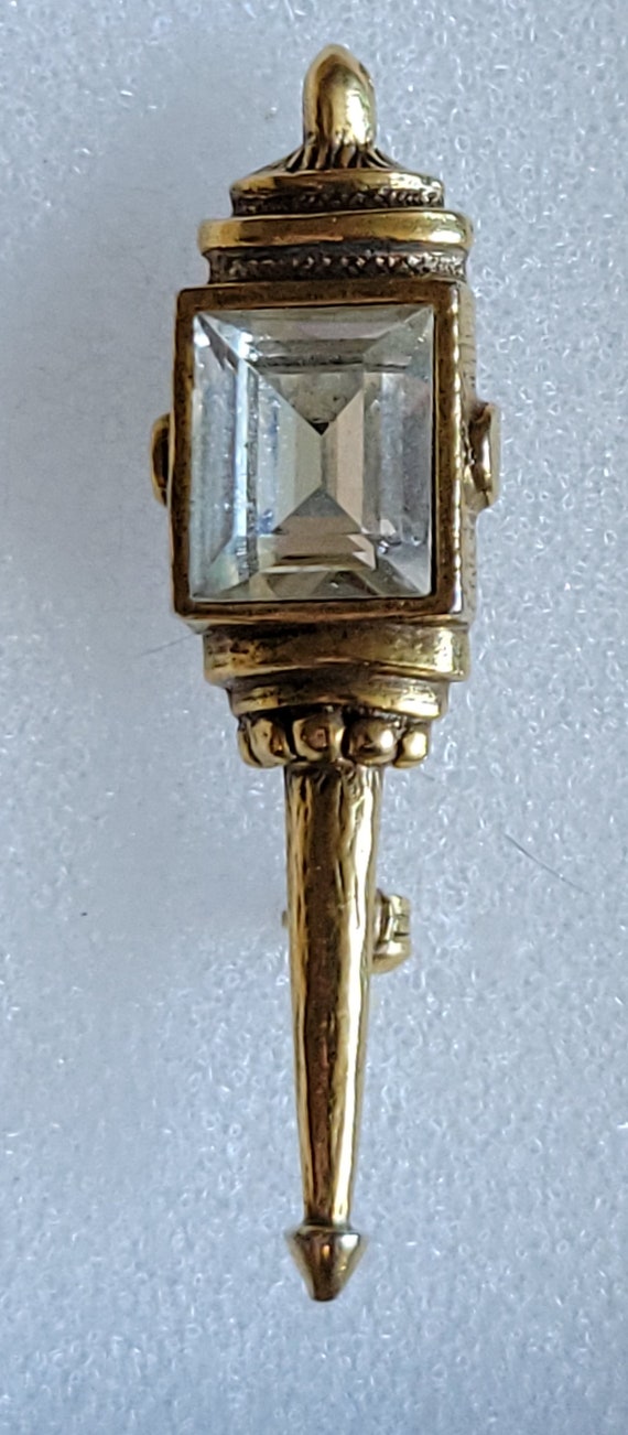 Vintage goldette signed lantern lamp pin brooch