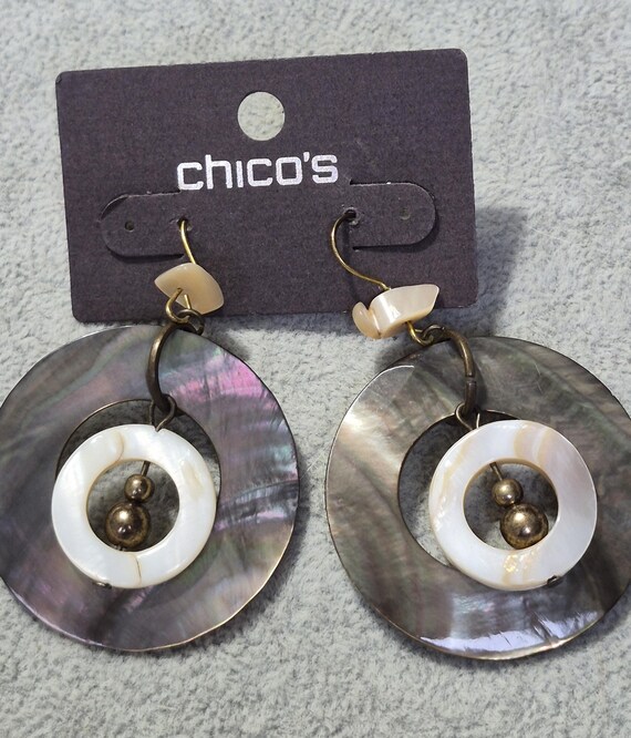 Chicos aged brass shell bead dangle statement ear… - image 6