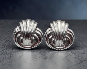 silver tone 1  inch clip on ear clip earrings