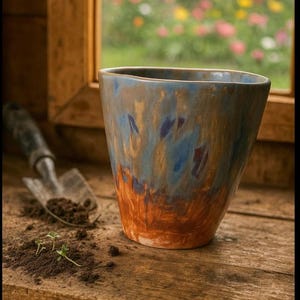 Watercolor Pot Planter Asymmetrical