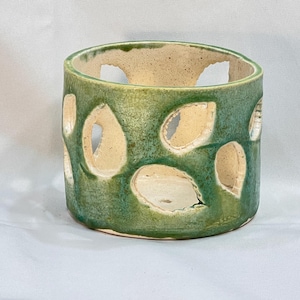 Handgemachter Sage Keramik Orchideentopf, Luftstrom Ausschnitte, Innen glasiert