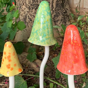 MADE TO ORDER:  Large Mushroom Garden Stakes Set of Three